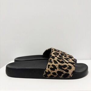 All Saints Leopard Print Signet Slide Sandals Womens Sz 7 Carmel Beach Vacation